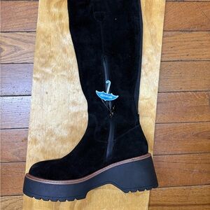 Aqua Black Over the Knee Boots